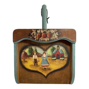 Wooden Vintage Handpainted Scandinavian Country Folk Art Wall Hanging Art